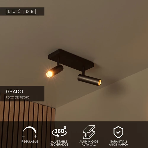 Lucide GRADO - Foco de techo - 2xGU10 (MR11) - Hierro gris - USP